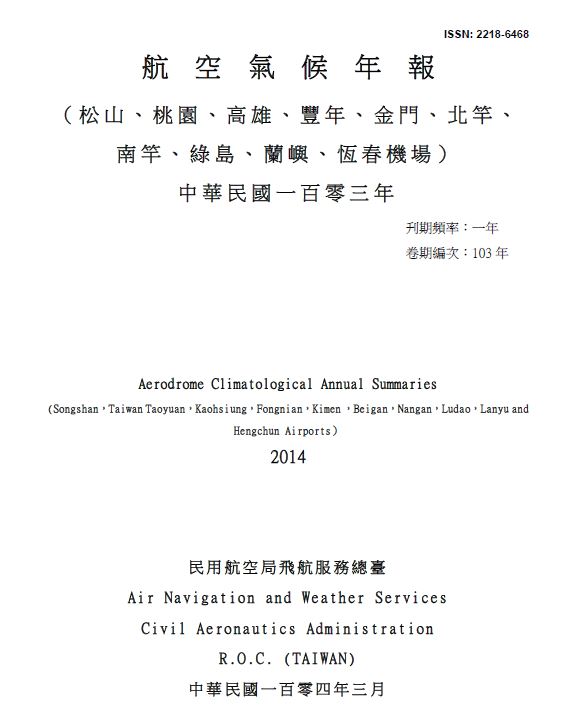 2014 Aerodrome Climatological Annual Summaries