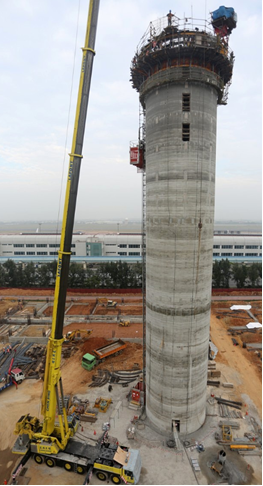 The 55m height new ATC tower tube-structure.