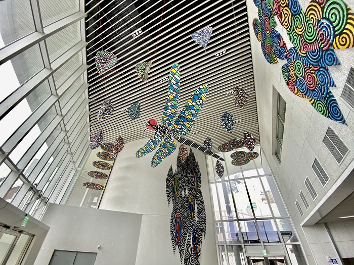 The kite art “ the starry garden” in the entrance lobby